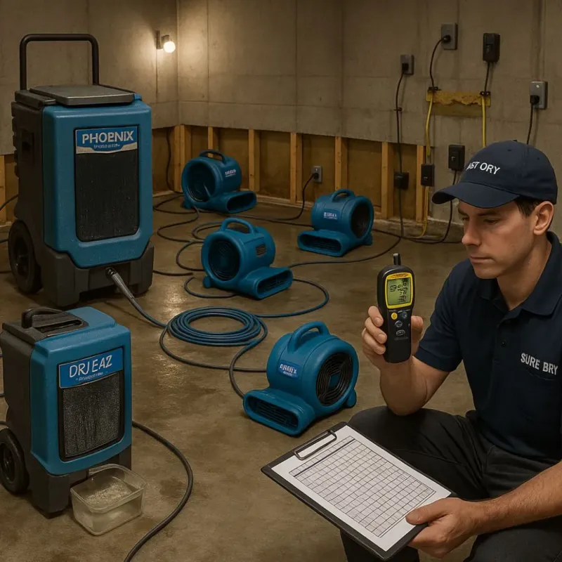 Structural Drying and Dehumidification process in Newton, MA